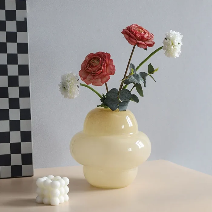 Nordic ins medieval glass vase ornaments modern minimalist high-end home living room desktop decoration flower arrangement vase 1