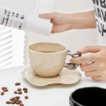 Creative Ceramic Coffee Cup and Dish Set Mug Living Room Kitchen Bar Breakfast Couple Office Tea Cup Crafts Home Decoration 4