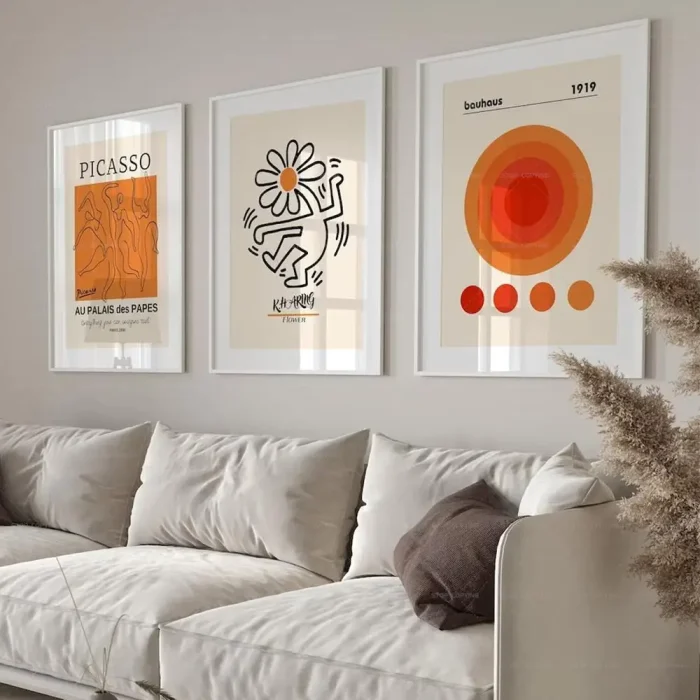 Modern Gallery Wall Picasso Bauhaus Orange Wall Art Canvas Painting Posters For Living Room Home Decor 2