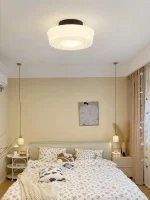 French Cream Style American Glass Ceiling Lamp Vintage Study Living Room Bedroom Chandelier Dining Room Aisle Decorative Light 4