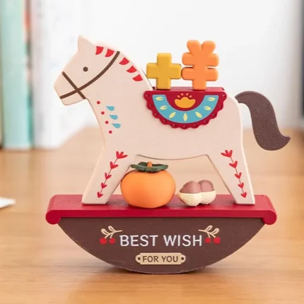Nordic Plastic Rocking Horse Sculpture Ornaments Living Room Bedroom Wine Cabinet Tabletop Animal Statue Crafts Christmas Gifts 2