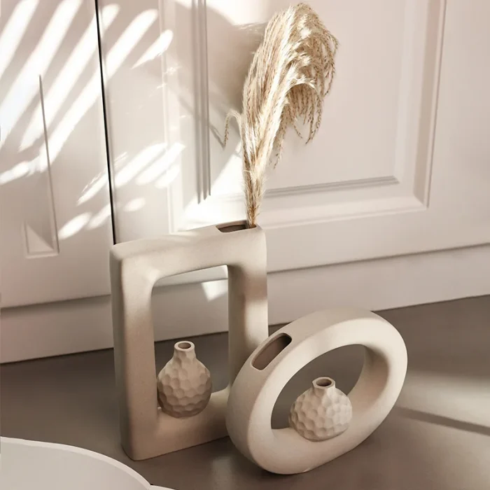 Nordic Ins Plain Embryo White Ceramic Vase Ornaments Living Room Homestay Hotel Desktop Flower Arrangement Container Home Decor 4