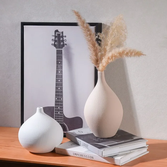 Nordic Ins Small Mouth Ceramic Vase Ornaments Living Room Bedroom Entrance Desktop Flower Arrangement Vases Wedding Decoration 1