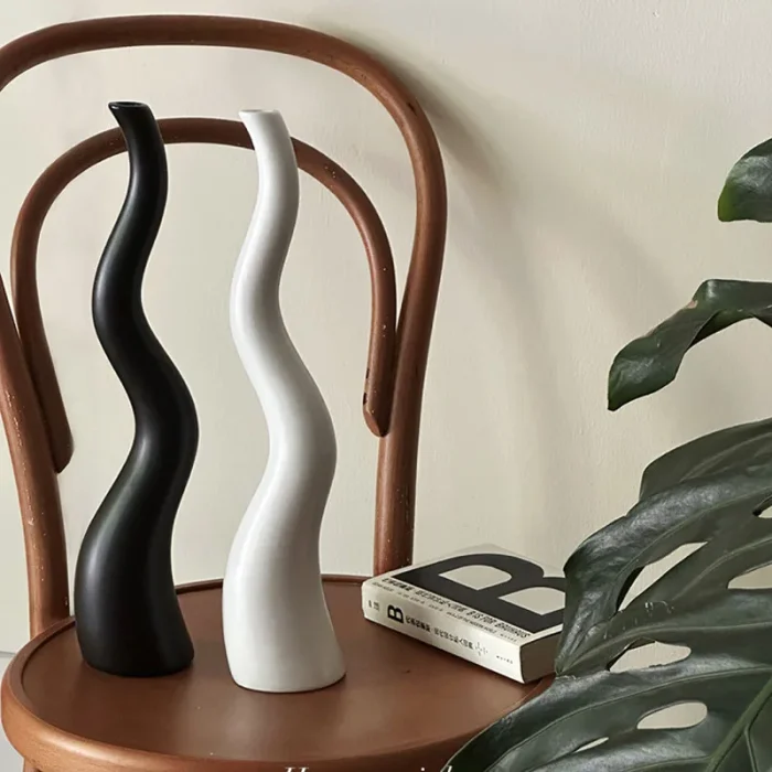 Nordic Conical Wave Vase Ornaments Living Room Bedroom Ceramic Geometric Irregular Flower Arrangement Container Christmas Gifts 3