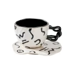 Creative Ceramic Coffee Cup and Dish Set Mug Living Room Kitchen Bar Breakfast Couple Office Tea Cup Crafts Home Decoration 5