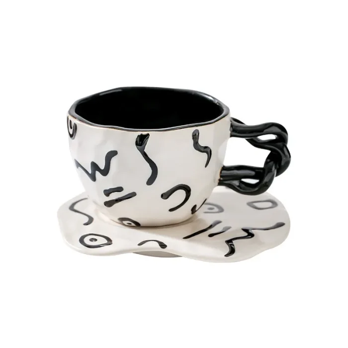 Creative Ceramic Coffee Cup and Dish Set Mug Living Room Kitchen Bar Breakfast Couple Office Tea Cup Crafts Home Decoration 5