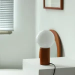 Glass Table Lamp Solid Wood Base Bedroom Children's Room Bedside Study Decorative Ceramic Ornaments Retro Desk Lamp 3