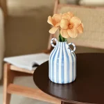 Nordic Ins Striped Ceramic Vase Ornaments Living Room Dining Table Desktop Flower Arrangement Container Wedding Vase Decoration 5