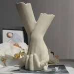 Nordic Instagram Hand Shaped Ceramic Vase Ornaments Living Room Bedroom Dried Flower Vase Crafts Home Decoration Accessories 2