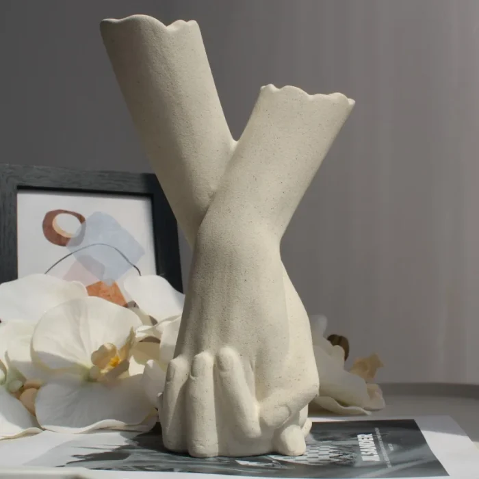 Nordic Instagram Hand Shaped Ceramic Vase Ornaments Living Room Bedroom Dried Flower Vase Crafts Home Decoration Accessories 2