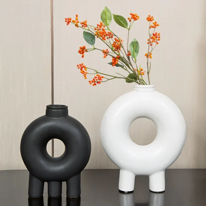 Nordic Abstrakte Keramik Blume Vase Home Decor Anordnung Garten Schreibtisch Kreative Ornamente Getrocknete Blume Vasen Ceramic 1