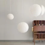 Japanese style Wabi Sabi Pendant Lamp Study Cafe Dining Bedroom Led Hanging Light Round Rice Paper Chandelier Room Decor Fixture 4