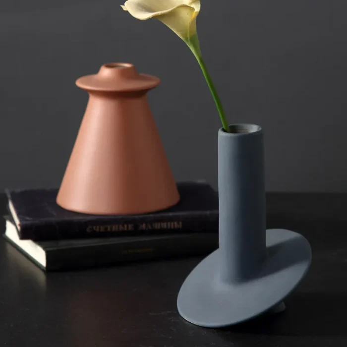 Nordic Geometric Irregular Morandi Vase Ceramic Decoration Creative Frosted Living Room Dried Flower Vase Simple Decoration 6