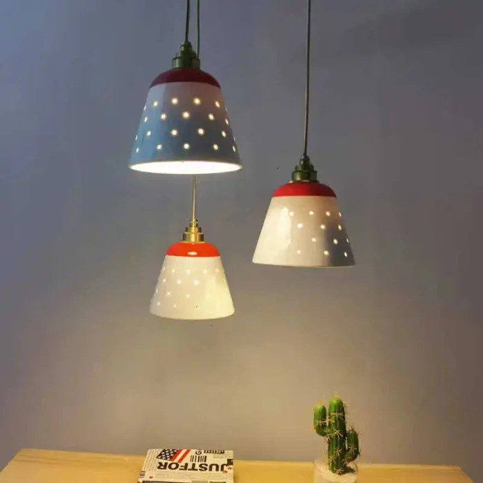 New Ceramic Chandelier Hollowed Out Restaurant Living Room Bedroom Bedside Chandelier Creative Colorful Ceramic Pendant Lamp 1
