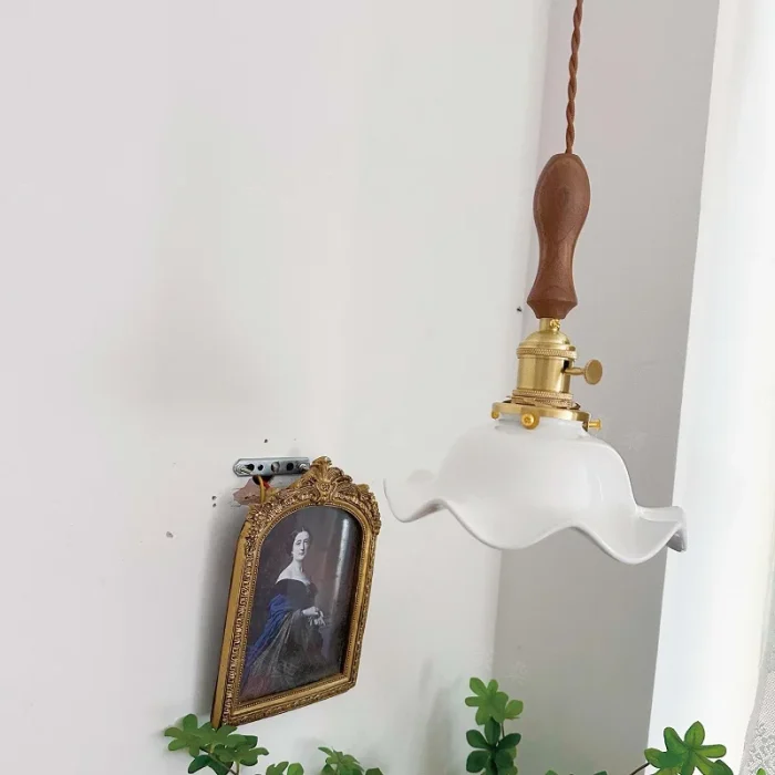 Bedroom Bedside Chandelier Retro Restaurant Bar Decorative Lamp Study Aisle Glass Ceramic Small Chandelier 4