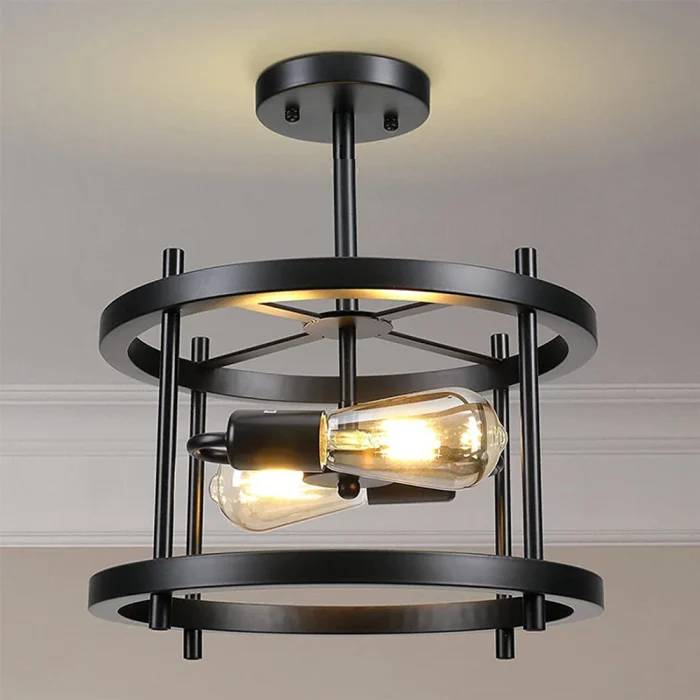 Modern LED Ceiling Lights Industrial Iron Black Nordic Minimalist Home Decor Living Room Dining Room Ceiling Lamps Lighting E26 2