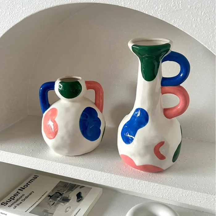 Nordic Painted Ceramic Ear Vase Ornaments Living Room Dining Table Desktop Hydroponics Dried Flower Vase Crafts Birthday Gifts 1