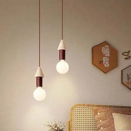Bedroom Bedside Solid Wood Chandelier Modern Minimalist Geometric Dining Room Lamp Interior Decoration Lighting Fixtures 2