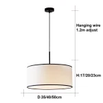 E27 Retro Cream Style Living Room Fabric Chandelier French Restaurant Decorative Lamp Bedroom Room Lighting 6
