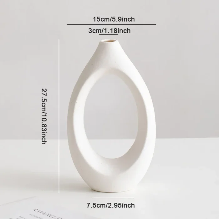 Nordic Ins Ceramic Circle Vase Ornaments Living Room Homestay Hotel Desktop Dried Flower Vase Crafts Home Decoration Accessories 6