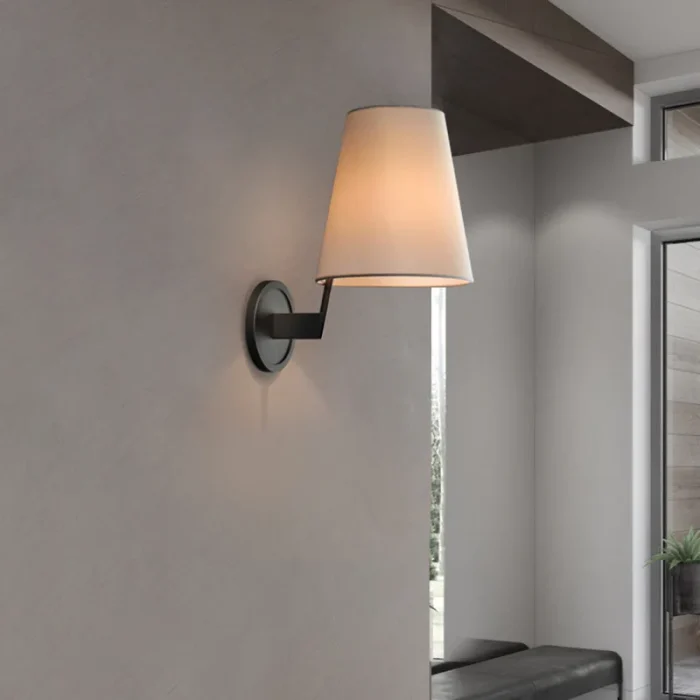 Chinese Style Full Copper Bedside Fabric Wall Lamp Living Room Bedroom LED Decorative Wall Lamp 2