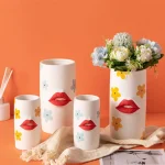 Nordic Ins Creative Lip Ceramic Vase Decor Living Room Dining Room Desktop Dried Flower Container Home Decoration  Accessoires 2