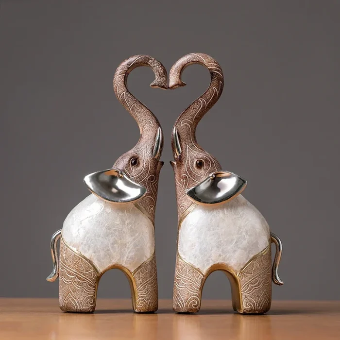 2Pcs Nordic Luxury Resin Elephant Handmade Crafts Decoration Home Living Room Office Animal Statue High Quality Ornaments Gift 5