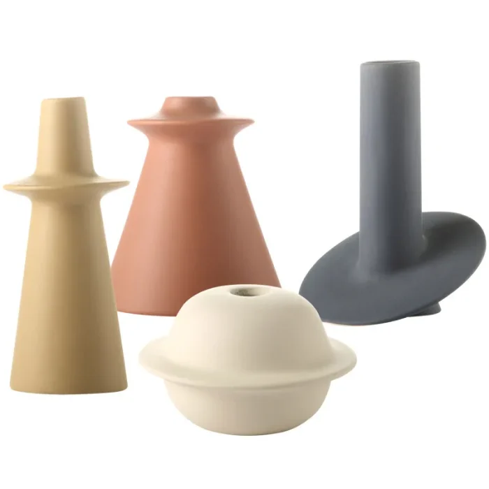 Nordic Geometric Irregular Morandi Vase Ceramic Decoration Creative Frosted Living Room Dried Flower Vase Simple Decoration 5