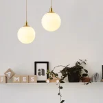 Nordic Glass Pendant Light modern minimalist popular dining room light milky glass orb chandelier Indoor Home Decoration Fixture 4