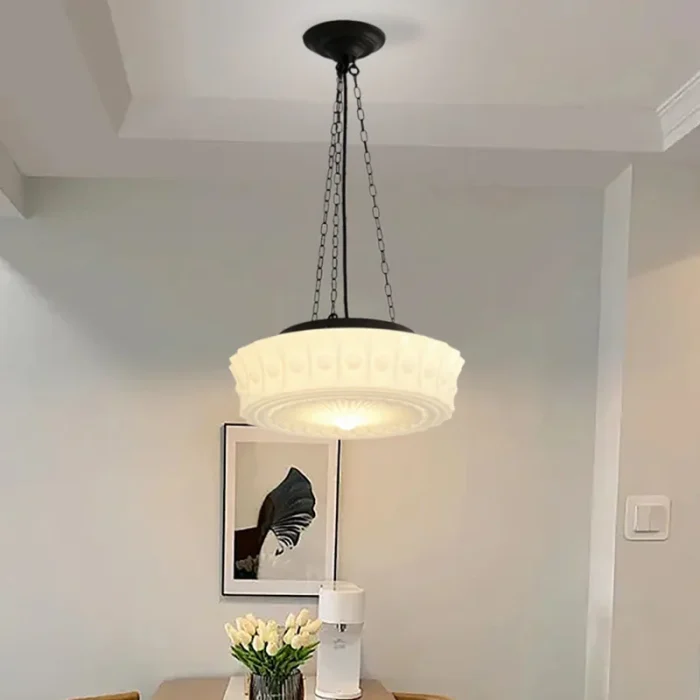French Cream Style American Glass Ceiling Lamp Vintage Study Living Room Bedroom Chandelier Dining Room Aisle Decorative Light 2
