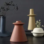 Nordic Geometric Irregular Morandi Vase Ceramic Decoration Creative Frosted Living Room Dried Flower Vase Simple Decoration 4