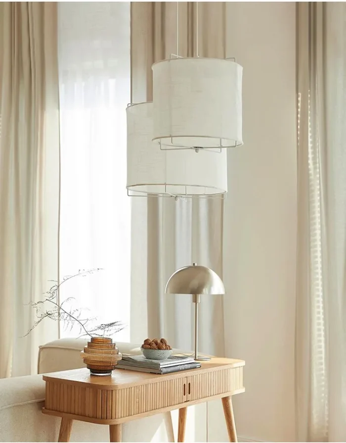 Fabric Chandelier Restaurant Bedroom Chandelier Japanese Retro Creative Linen Bar Counter Handmade Art Lamps 4