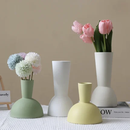Nordic Geometry Art Vase Ornaments Creative Home Decoration Accessorie Desktop Ceramic Flower Arrangement Container Flower Vase 1