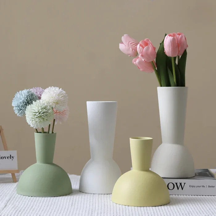 Nordic Geometry Art Vase Ornaments Creative Home Decoration Accessorie Desktop Ceramic Flower Arrangement Container Flower Vase 1
