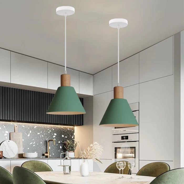 Nordic Wood Pendant Lights Vintage Modern LED Hanging Lamp for Living Room Kitchen Island Home Loft Industrial Decor Luminaire 6