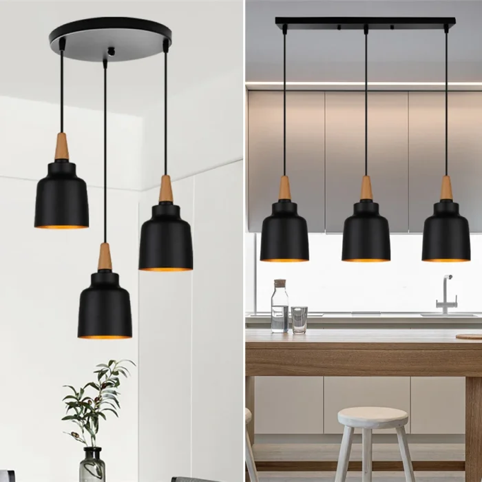 Modern Minimalist E27 Pendant Lights for Lving Room Bar Cafe Restaurant Decor Wood Aluminum Hanging Lamp Lighting Luminaire 5