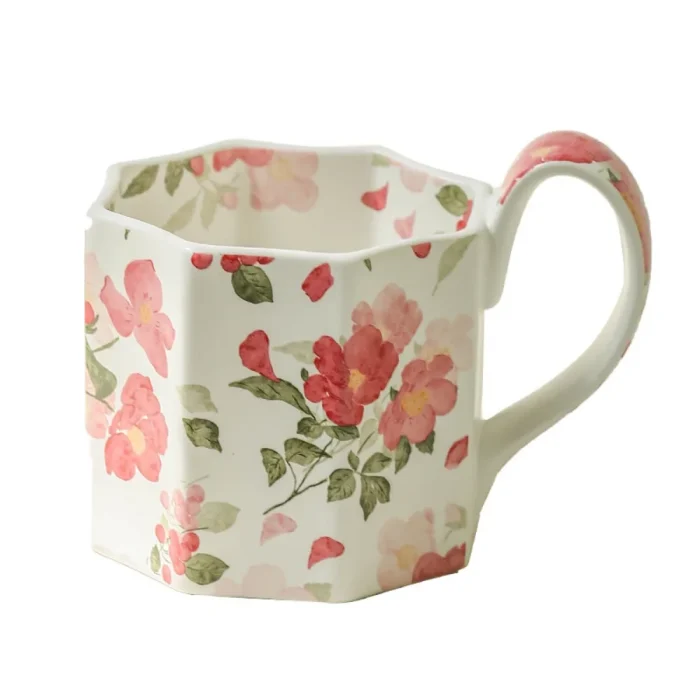 Creative Matte Floral Ceramic Mug Ornaments Living Room Kitchen Bedroom Office Milk Mug Crafts Birthday Gifts Home Decoration 5