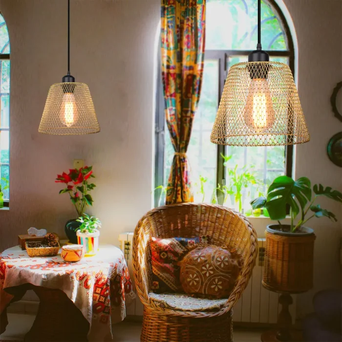 Postmodern Design Pendant Lamp Iron Net Lampshade LED Hanglamp Fixture For Bedroom Living Room Restauran Chandelie 4