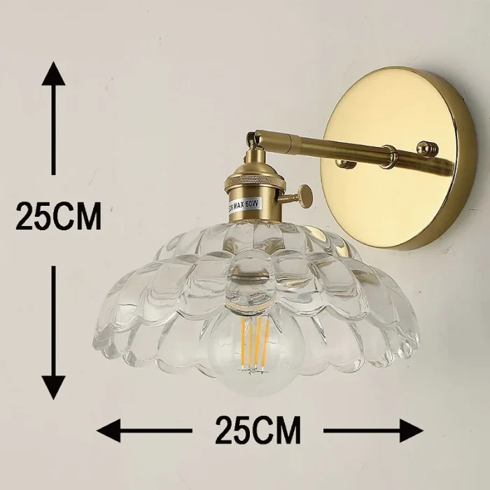 LED Wall Light Copper Glass Flower Wall Lamp Bed Bed Bedroom Shop Interior Decoration Light 6