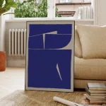 Modern Abstract Hand Painted Blue 11pm Wall Art Aluminum Frame Prints Canvas Painting Poster for Living Room Home Decor 1