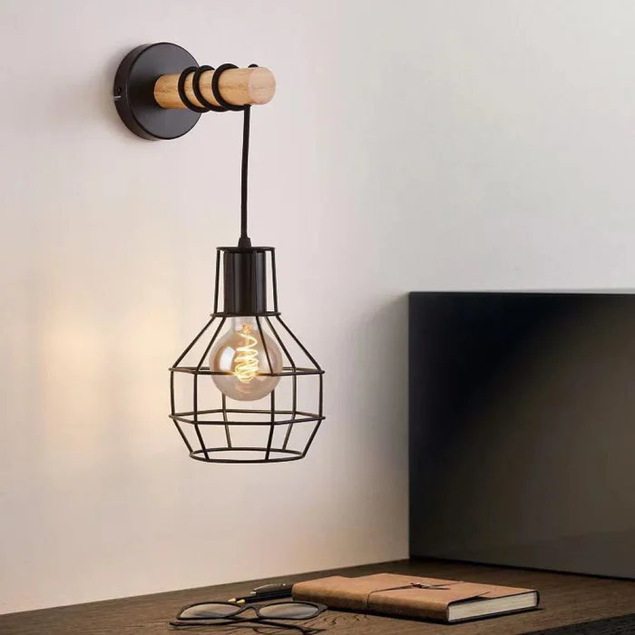 Vintage Industrial Wall Light Shade Ceiling Lifting Pulley Retro Loft Bedside Lamp Adjustable Wall Sconce Lighting Home Decor 1