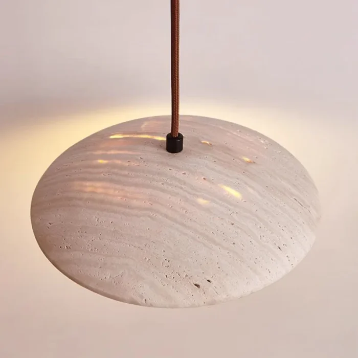 Yellow Travertine Cream Style Creative Atmosphere Retro Flying Saucer Wabi-sabi Style Restaurant Bar Bedroom Bedside Chandelier 3