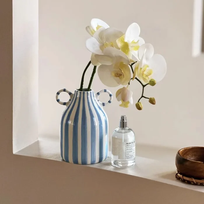 Nordic Ins Striped Ceramic Vase Ornaments Living Room Dining Table Desktop Flower Arrangement Container Wedding Vase Decoration 1