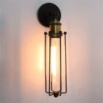 Loft Iron Black Wall Lamp Vintage Metal Cage E27 Wall Lights Sconce Bedroom Bar Counter Corridor Modern Indoor Lighting Lampshad 2