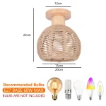 Home Hemprope Iron Ball Cage Ceiling Light Industrial Pastoral Ceiling Lamp E27 for Restaurant Kitchen Dinning Room Cloakroom 6