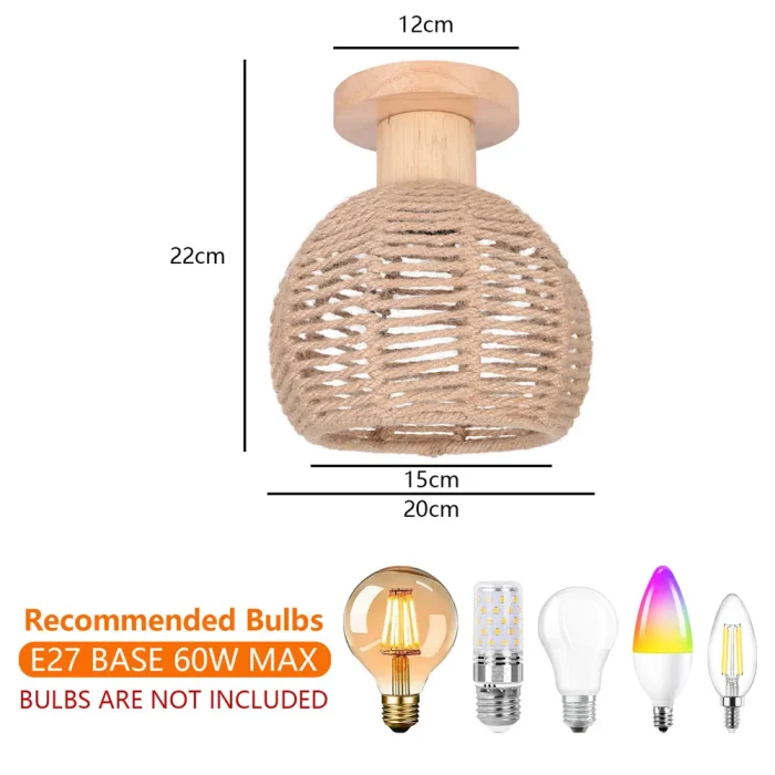 Home Hemprope Iron Ball Cage Ceiling Light Industrial Pastoral Ceiling Lamp E27 for Restaurant Kitchen Dinning Room Cloakroom 6