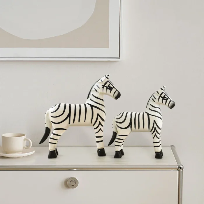 Nordic Simple Zebra Wooden Ornaments Living Room Bedroom Office Desktop Photo Props Arts Crafts Decoration Birthday Gifts 4
