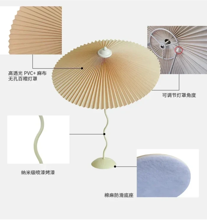 USB Pleated Umbrella Table Lamp Ins Swing Wrought Iron Master Bedroom Living Room Bedside Lamp E14 Lamp for Bedroom 4