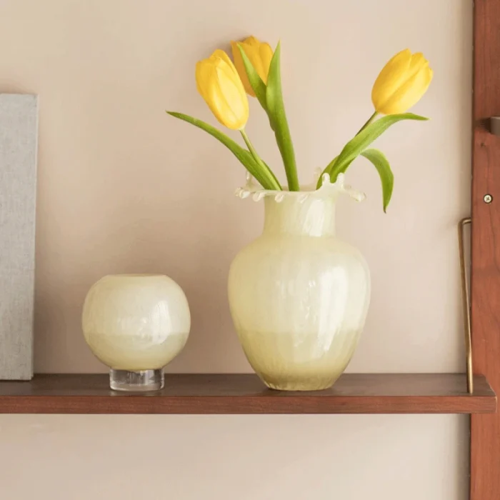 Middle ancient Fenton vase petal skirt, living room flower arrangement, hydroponic glass flower, French ins 4