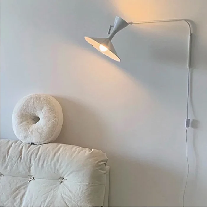 Nordic Living Room Retro Horn Decoration Bedroom Swing Arm Wall Lamp Free Wiring Bedside Industrial Installation Lighting 2